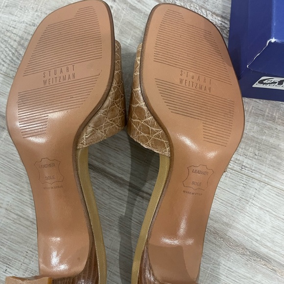 Rare Vintage Stuart Weitzman Crocodile leather Honey Heels size 6.5 - Picture 3 of 17